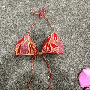 Vibrant Red and Orange Bikini Top